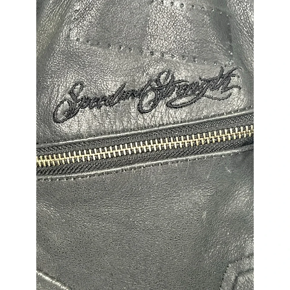 Speed And Strength Hell's Belles Leather Hoodie Vest Women's LARGE Black - Picture 2 of 11